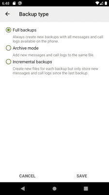 Screenshot of the application SyncTech SMS Backup & Restore - #9