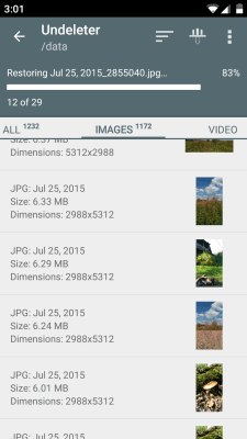 Screenshot of the application Undeleter - Restore Files - #3