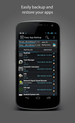 Screenshot of the application Easy App Backup - #5