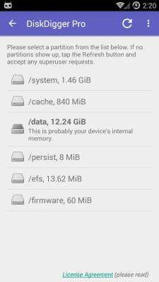 Screenshot of the application DiskDigger photo recovery - #5
