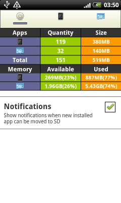 Screenshot of the application Easy APP2SD (Russian) - #3