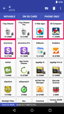 Screenshot of the application AppMgr III - #7