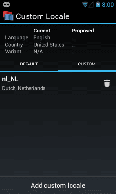 Screenshot of the application Custom Locale - #2