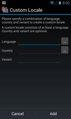 Screenshot of the application Custom Locale - #3