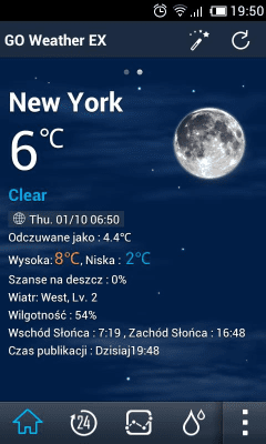 Screenshot of the application Polish Language GOWeatherEX - #2