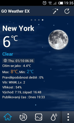 Screenshot of the application Czech Language GOWeatherEX - #2