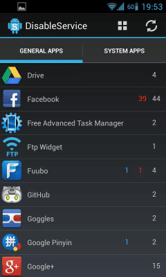 Screenshot of the application Disable Service - #2