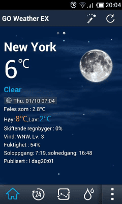 Screenshot of the application Norwegian Language GOWeatherEX - #2