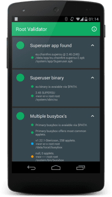 Screenshot of the application Root Validator - #6