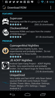 Screenshot of the application ROM Manager - #2