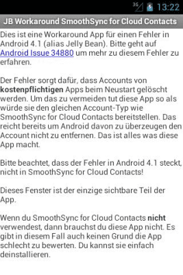 Screenshot of the application JB Workaround Cloud Contacts - #2