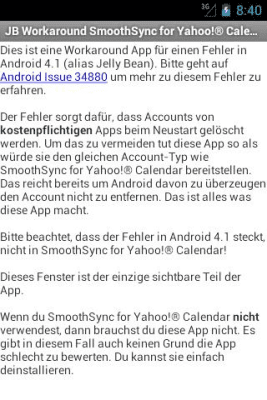 Screenshot of the application JB Workaround for Yahoo! Cal - #2