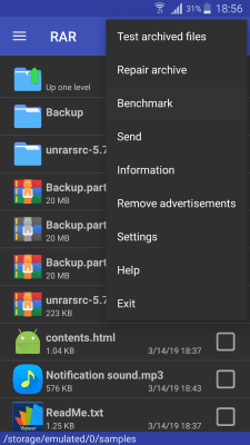 Screenshot of the application RAR for Android - #7