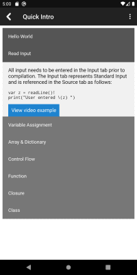 Screenshot of the application Sedona - Compiler for Swift - #4