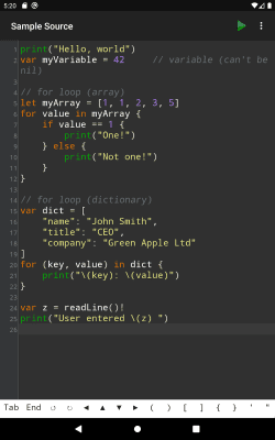 Screenshot of the application Sedona - Compiler for Swift - #5