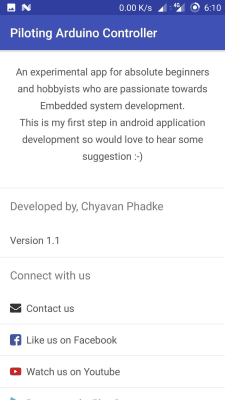 Screenshot of the application Piloting Arduino Controller - #8