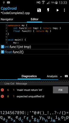 Screenshot of the application CppDroid - #2