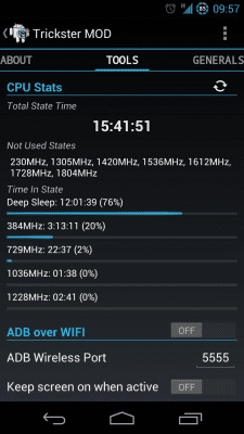Screenshot of the application Trickster MOD Kernel Settings - #2