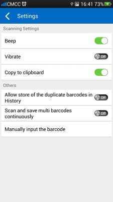 Screenshot of the application QR and Barcode Scanner - #3
