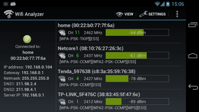 Screenshot of the application WiFi Analyzer - #8
