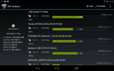 Screenshot of the application WiFi Analyzer - #9