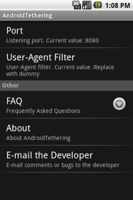 Screenshot of the application FreeTethering - #2
