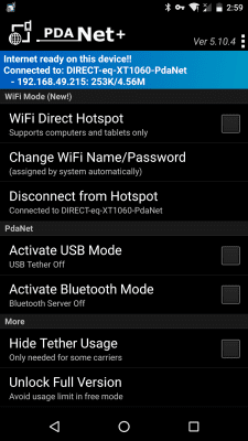 Screenshot of the application PdaNet+ - #2