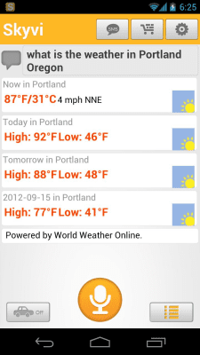 Screenshot of the application Skyvi (Siri for Android) - #5