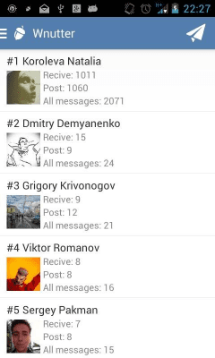 Screenshot of the application Wnutter - #2