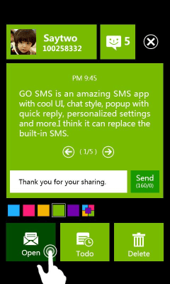 Screenshot of the application GO SMS PRO WP8 Popup ThemeEX - #4