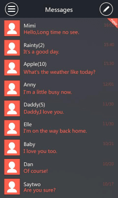 Screenshot of the application GO SMS PRO WP8Orange THEMEEX - #2