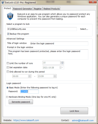 Screenshot of the application ExeLock - #2