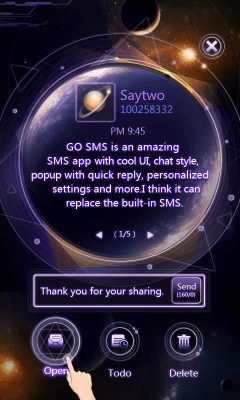 Screenshot of the application GOSMSPro GlarePlanet Popup Thx - #2