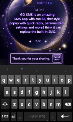 Screenshot of the application GOSMSPro GlarePlanet Popup Thx - #3