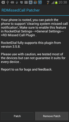 Screenshot of the application RD Missed Call Plugin - #2