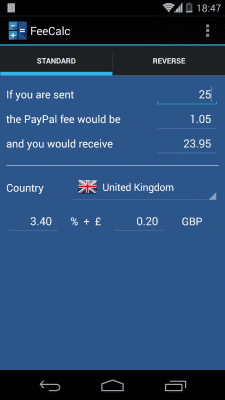 Screenshot of the application FeeCalc (for PayPal) - #2