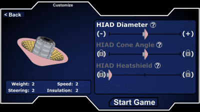 Screenshot of the application NASA HIAD - #4