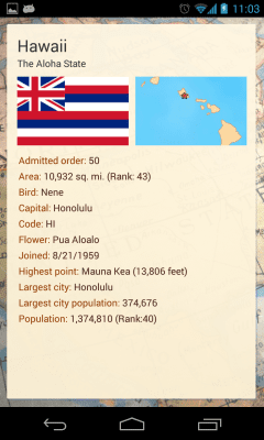 Screenshot of the application 50 States - #5