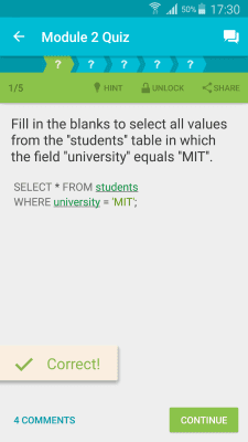 Screenshot of the application Learning SQL - #2