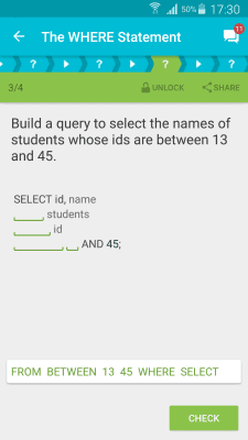 Screenshot of the application Learning SQL - #3