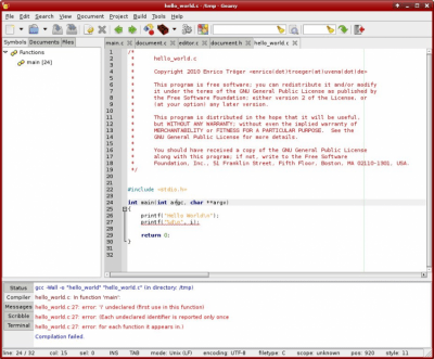 Screenshot of the application Geany - #3