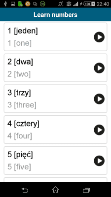 Screenshot of the application Polish 50 languages - #5