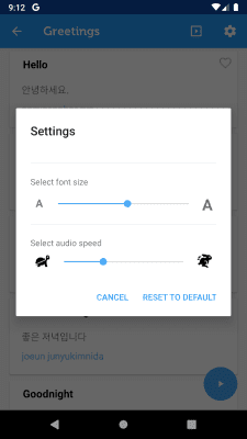 Screenshot of the application Learn Korean Phrasebook - #4