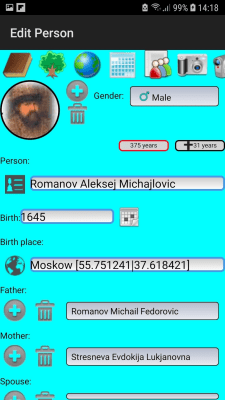 Screenshot of the application Genealogical family tree - #2