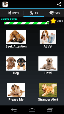 Screenshot of the application Dog Sounds - #2