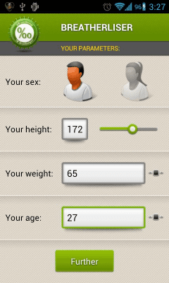 Screenshot of the application Breathalyzer - #2