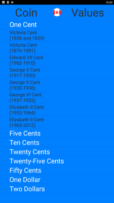 Screenshot of the application Canada Coin Price Guide - #2