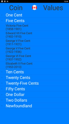Screenshot of the application Canada Coin Price Guide - #3