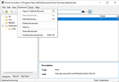 Screenshot of the application Power Favorites - #3