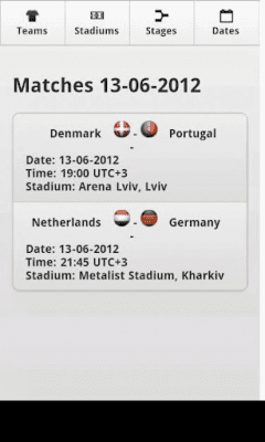 Screenshot of the application UEFA EURO 2012 Calendar of Games - #8